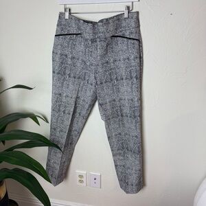 RENJAR Black & White Textured Slim Ankle Pants | Size 10